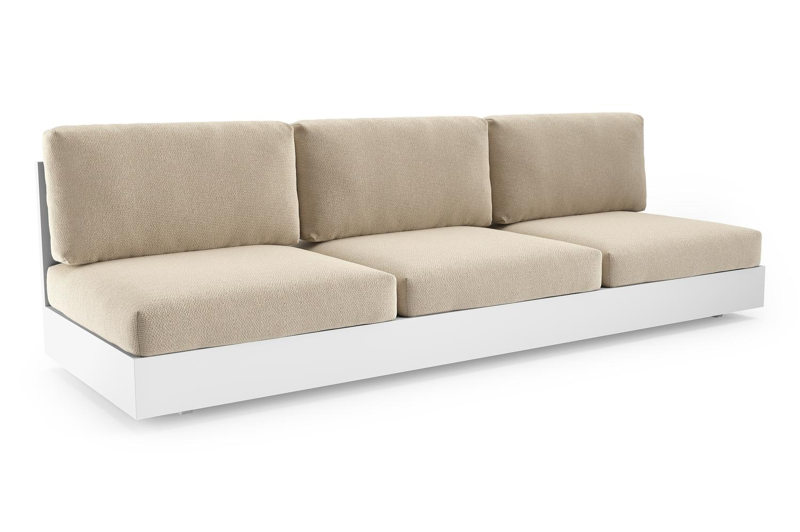 Canapé de jardin Como en aluminium blanc et coussins en all weather cosytica althea chalk