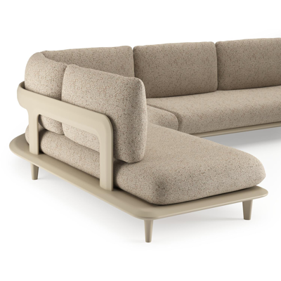 Bomero loungehoek in beige aluminium met bora jungle all weather cosytica kussen