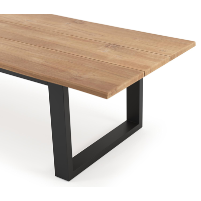 Portorivo tuintafel rechthoekig in zwart aluminium en teak - L 300 x B 107 x H 78 cm