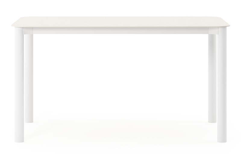 Orso tuintafel rechthoekig afgerond in wit aluminium en volkeramiek beige - L 140 x B 80 x H 75 cm