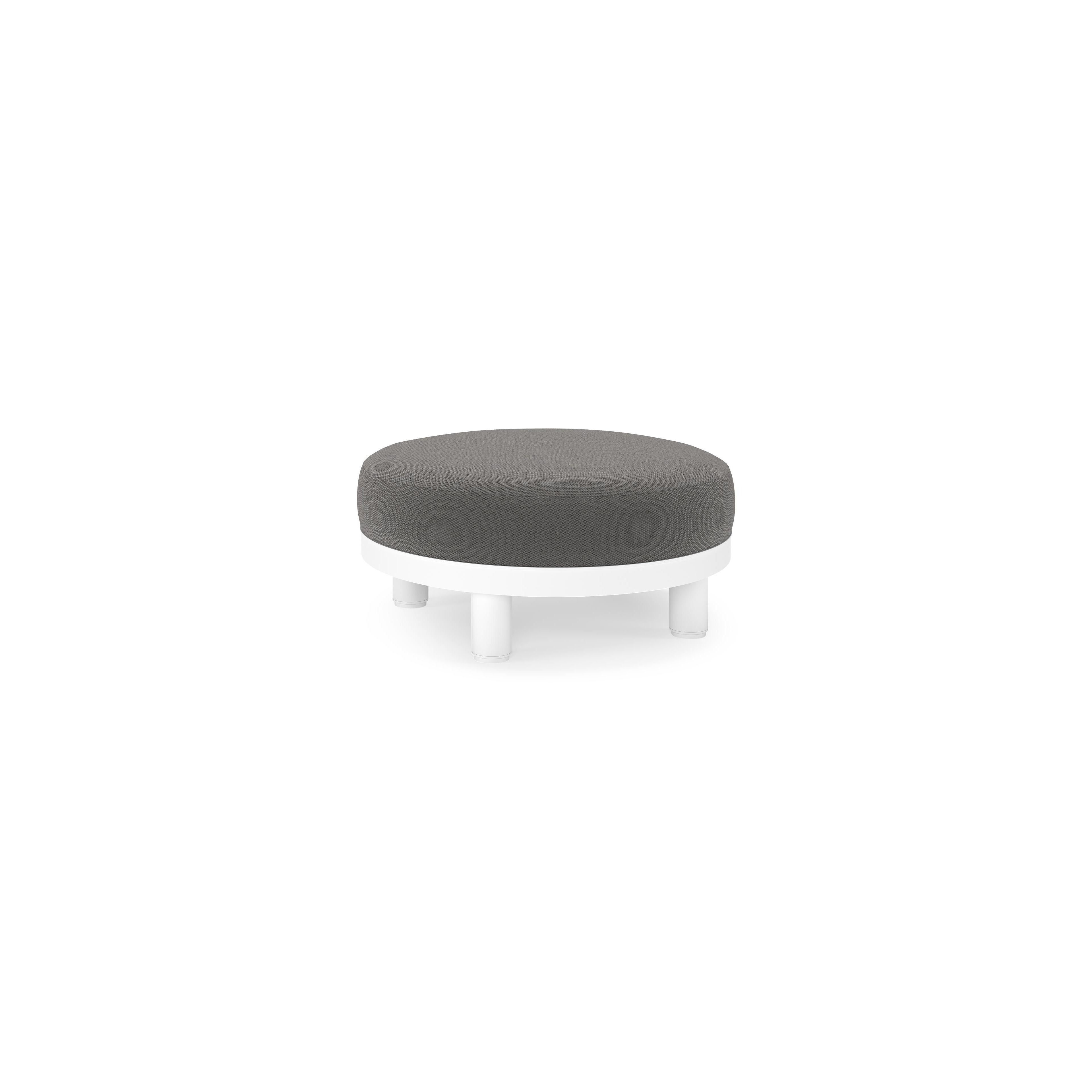 Donato lounge poef in wit aluminium met All Weather Sunbrella® Luxe Lopi Shadow kussen