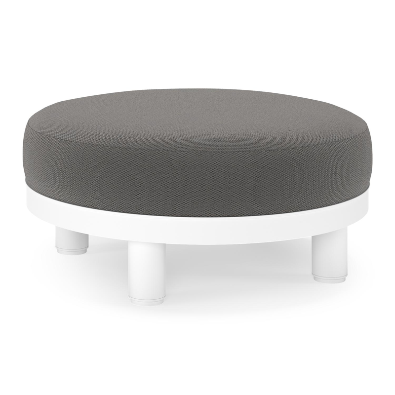 Donato lounge poef in wit aluminium met All Weather Sunbrella® Luxe Lopi Shadow kussen