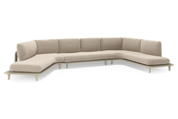 Boogvormige chaise longue rechts + 2-zit + chaise longue