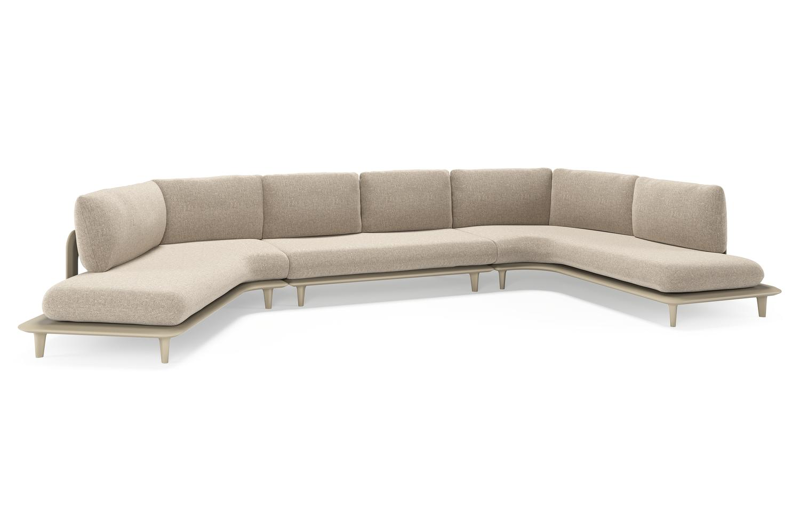 Bomero loungehoek in beige aluminium met chartres pewter all weather sunbrella® luxe kussen