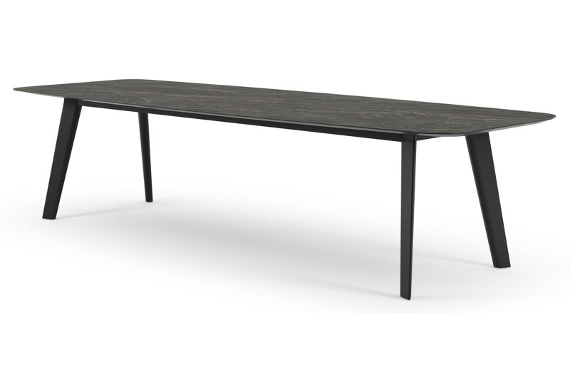 Lacrima tuintafel in zwart aluminium en volkeramiek black obsession - L 315 x B 115 x H 74 cm