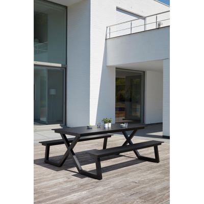 Mundo picknicktafel in zwart aluminium - L 200 x B 174 x H 75 cm