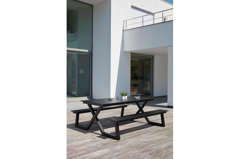 Mundo picknicktafel in zwart aluminium - L 200 x B 174 x H 75 cm