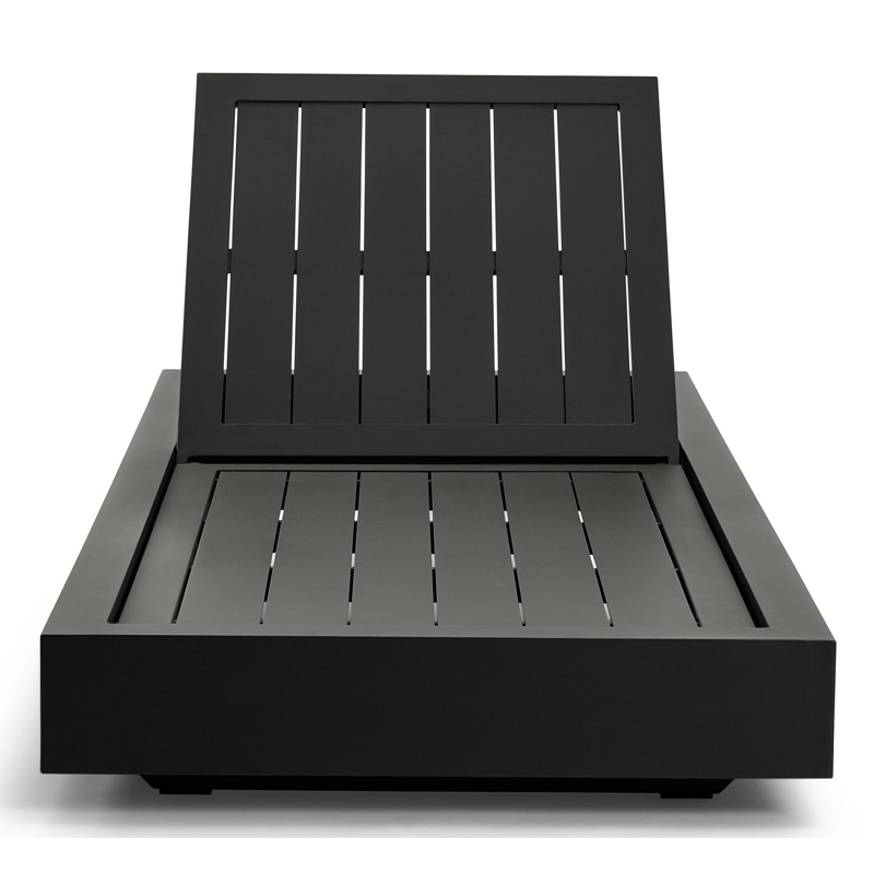 Como verstelbaar ligbed in zwart aluminium met natte grey chine all weather sunbrella® luxe kussens