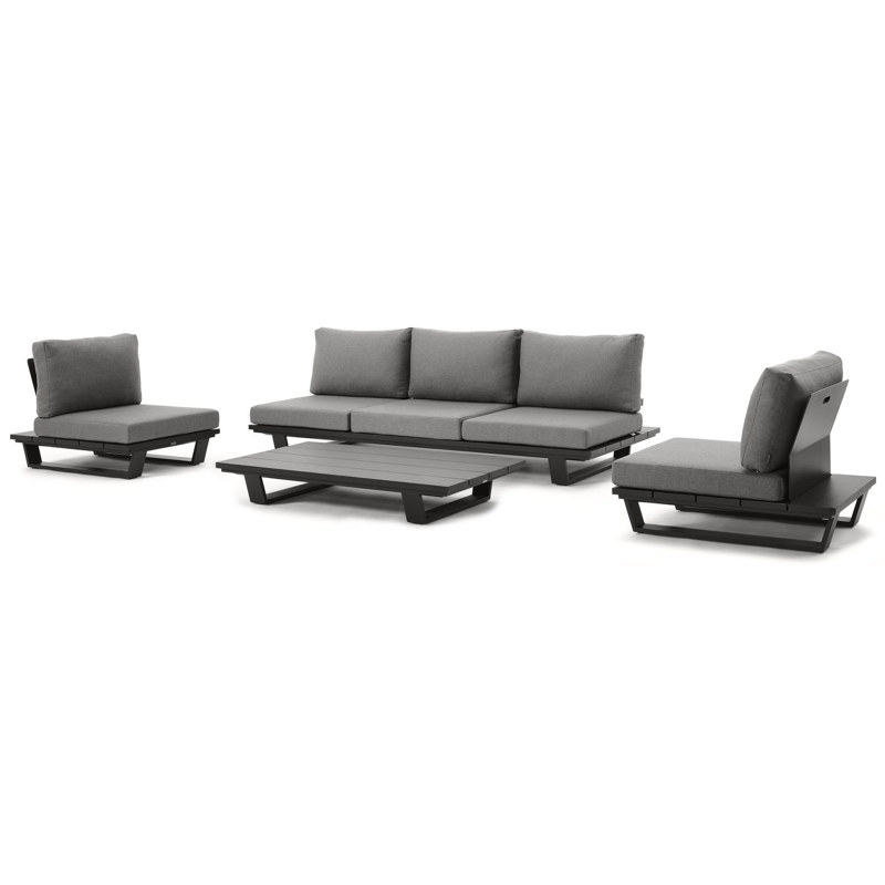 Pagino lounge 1-zit in zwart aluminium