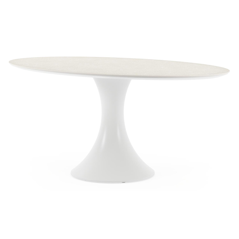 Fano tuintafel ovaal in wit aluminium en volkeramiek shilin - L 180 x B 110 x H 75 cm