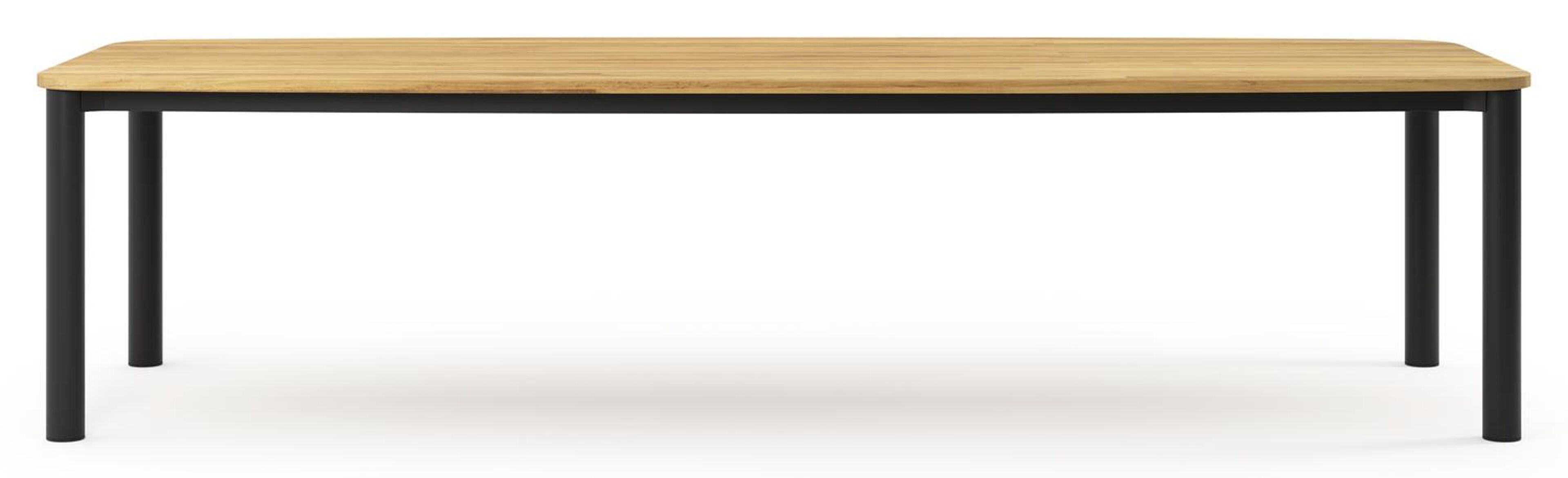 Orso tuintafel bootvorm in zwart aluminium en teak - L 315 x B 115 x H 75 cm