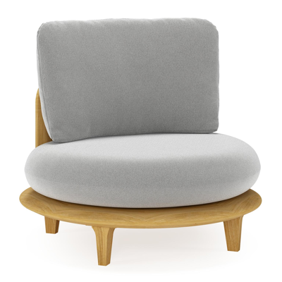 Bomero loungestoel in teak met savane grey all weather sunbrella® luxe kussen