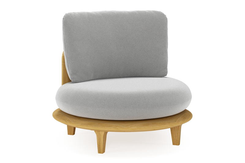 Bomero loungestoel in teak met savane grey all weather sunbrella® luxe kussen