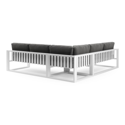 Verato loungehoek in wit aluminium met savane tornado all weather sunbrella® luxe kussen