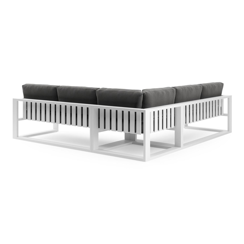 Verato loungehoek in wit aluminium met savane tornado all weather sunbrella® luxe kussen