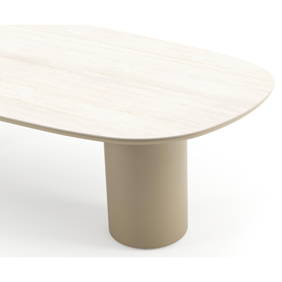 Amico tuintafel bombo in beige aluminium en volkeramiek Travertino Bianco - L 270 x B 125 x H 73.5 cm