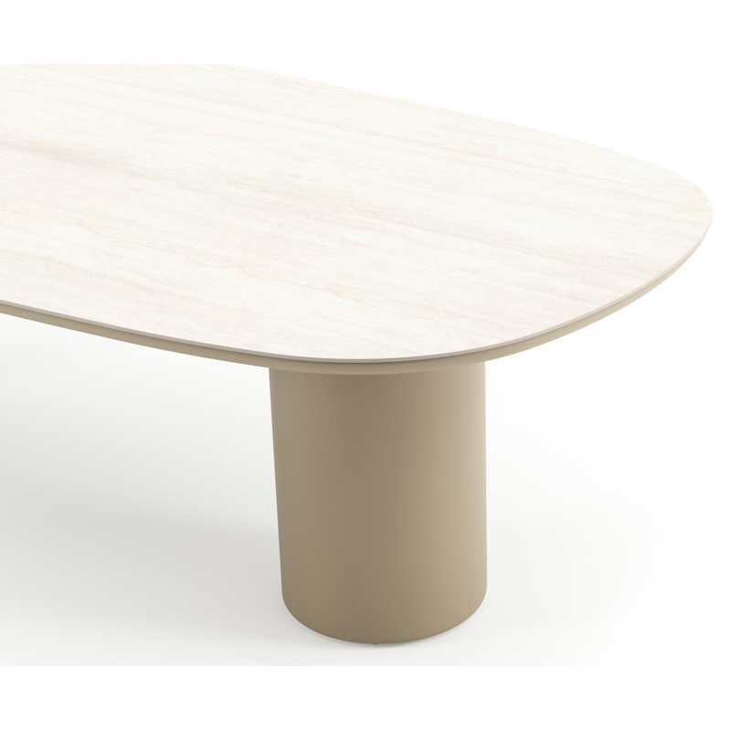 Amico tuintafel bombo in beige aluminium en volkeramiek Travertino Bianco - L 270 x B 125 x H 73.5 cm