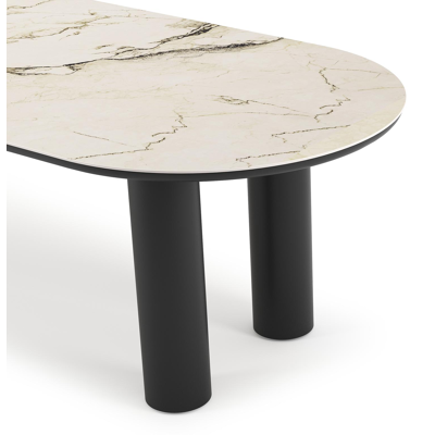 Organo tuintafel ovaal in zwart aluminium en volkeramiek  colorado dunes - L 260 x B 100 x H 74 cm
