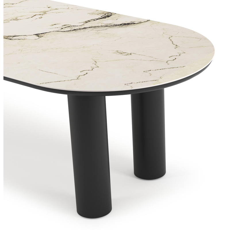 Organo tuintafel ovaal in zwart aluminium en volkeramiek  colorado dunes - L 260 x B 100 x H 74 cm