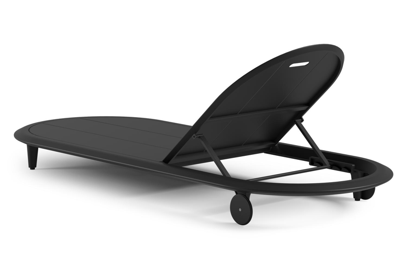 Bomero verstelbaar ligbed in zwart aluminium met natte sooty all weather sunbrella® luxe