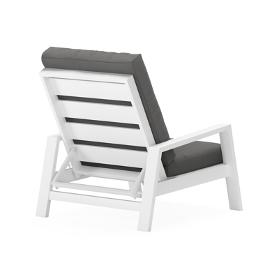 Set van 2 Veneto loungestoelen 2 x 1-zit in wit aluminium met grijs weather+ softtouch kussen