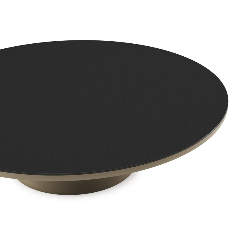 Amico loungetafel rond in beige aluminium en volkeramiek Nero Black - Dia. 110 x H 28 cm