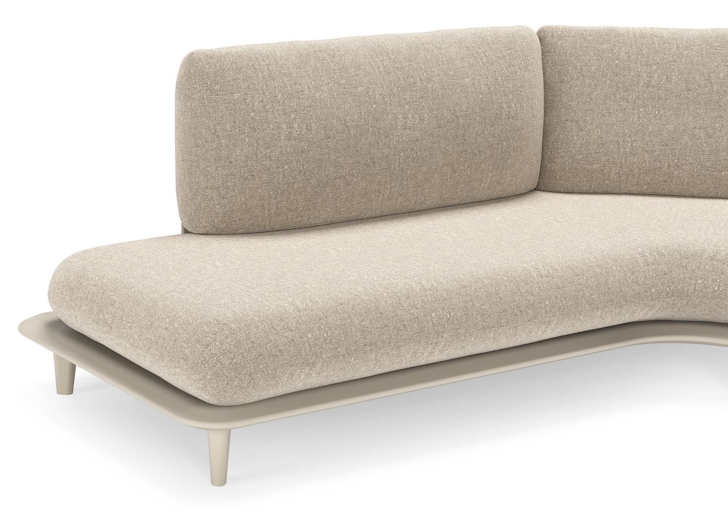 Salon de jardin d'angle Bomero en aluminium beige et coussins en all weather sunbrella® luxe chartres pewter