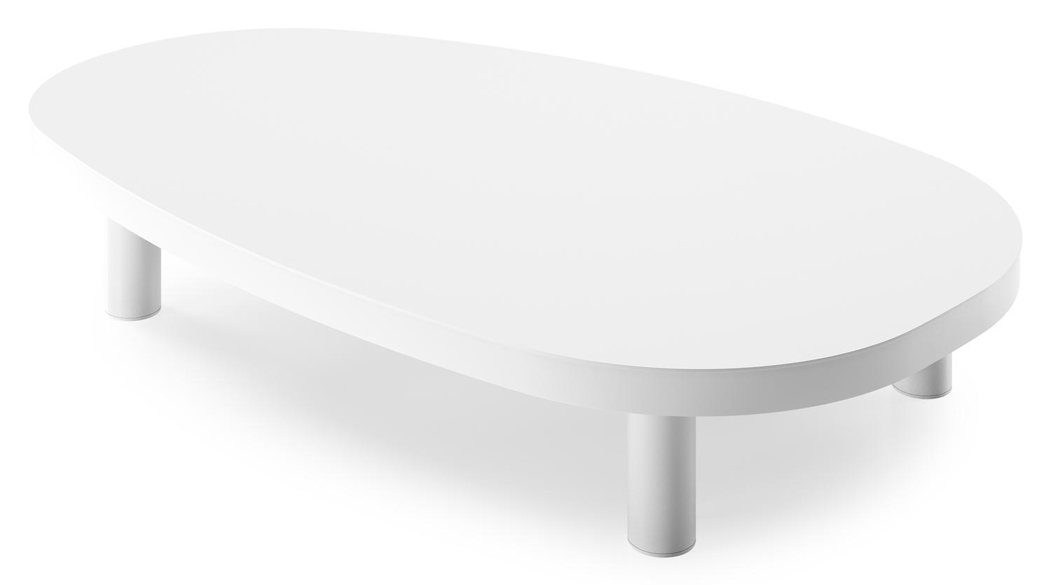 Table basse Donato en aluminium blanc - Lg 151 x larg. 90 x H 25 cm
