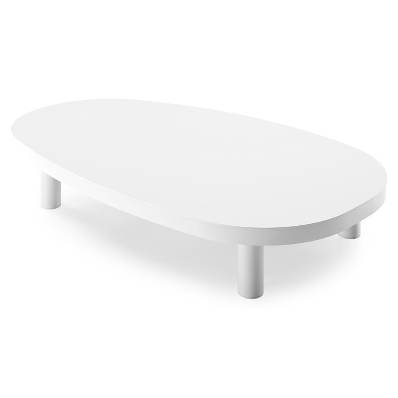 Table basse Donato en aluminium blanc - Lg 151 x larg. 90 x H 25 cm