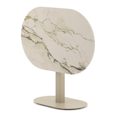 Teramo tuintafel bombo in beige aluminium en volkeramiek Colorado Dunes - L 110 x B 70 x H 73.7 cm