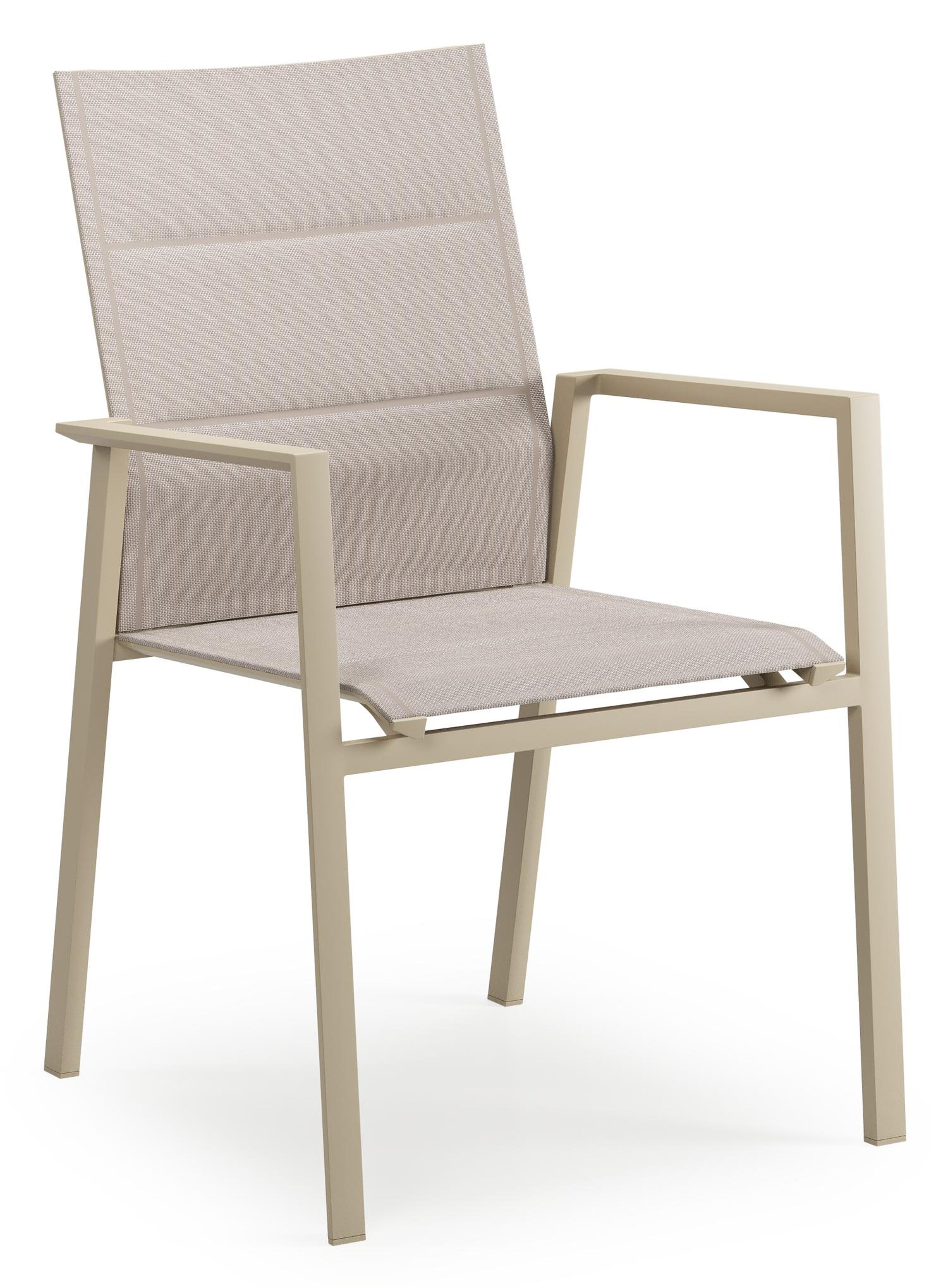 Cirello stapelbare tuinstoel in beige aluminium en beige dubbele comfort textilene