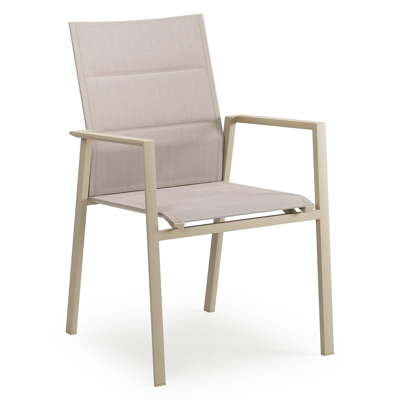Cirello stapelbare tuinstoel in beige aluminium en beige dubbele comfort textilene