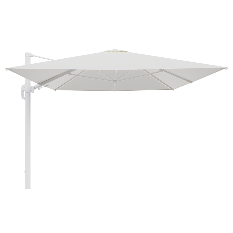 Rufina zweefparasol tiltfunctie in wit aluminium en parasoldoek in All Weather Sunbrella® Luxe Natte White  - L1 400 x L2 300 cm (zonder voet) (zonder voet)