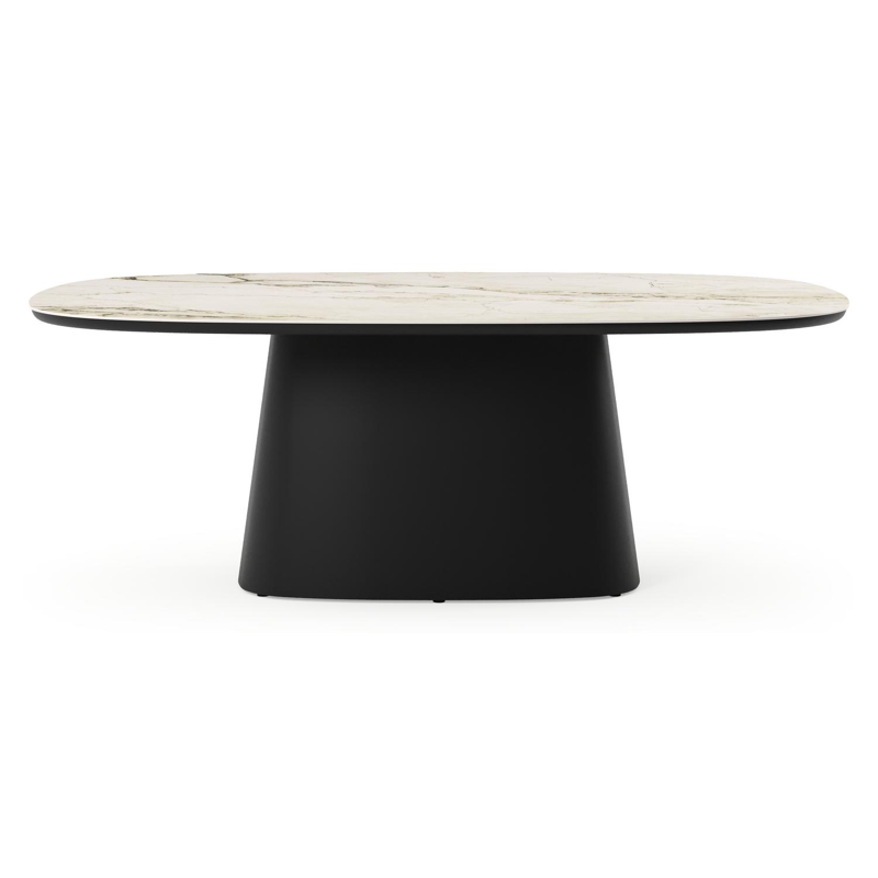 Amico tuintafel bombo xl in zwart aluminium en volkeramiek Colorado Dunes - L 210 x B 148 x H 73.5 cm