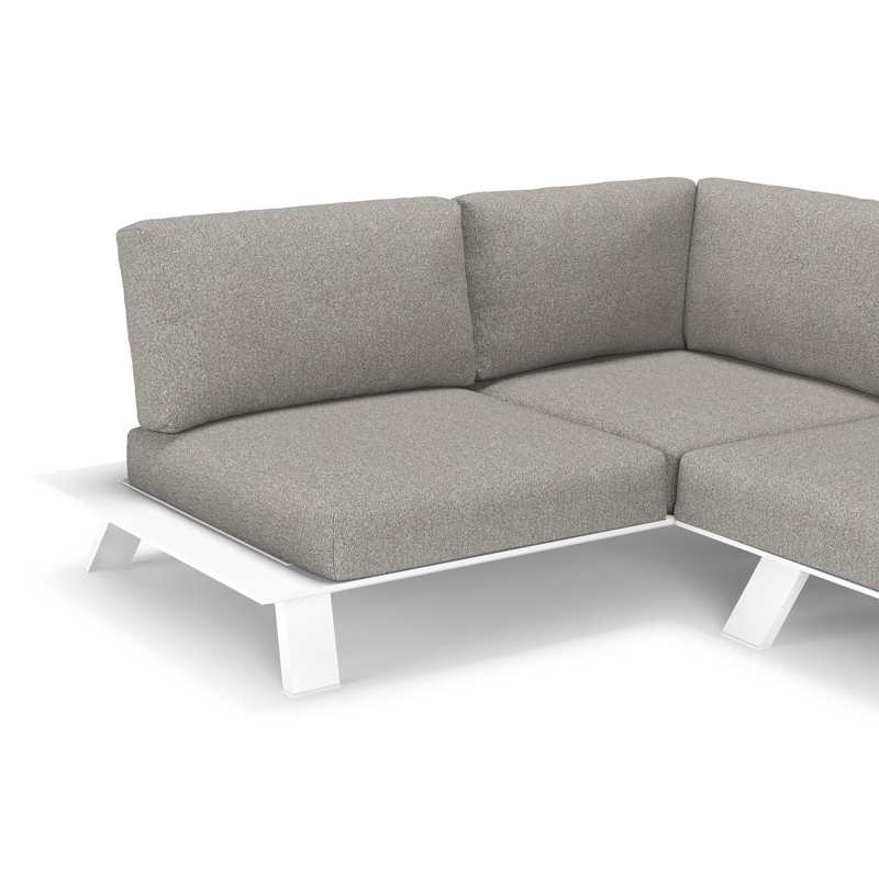 Cesano loungehoek in wit aluminium met tundra charcoal all weather Sunbrella® luxe kussen