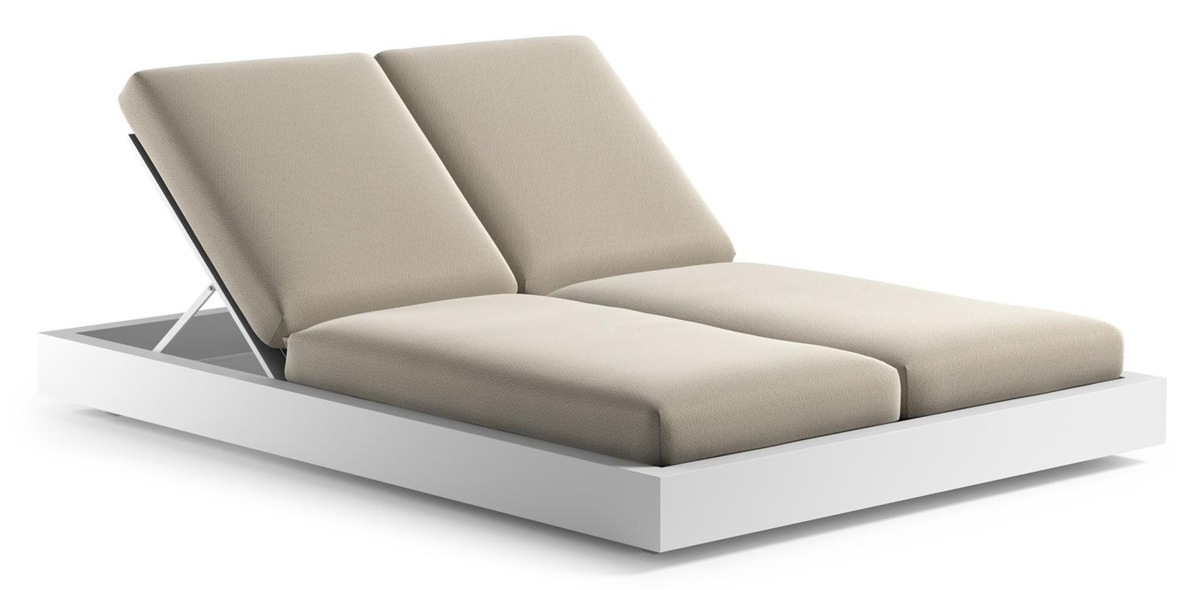 Como verstelbaar dubbel ligbed in wit aluminium met lopi marble all weather sunbrella® luxe kussen