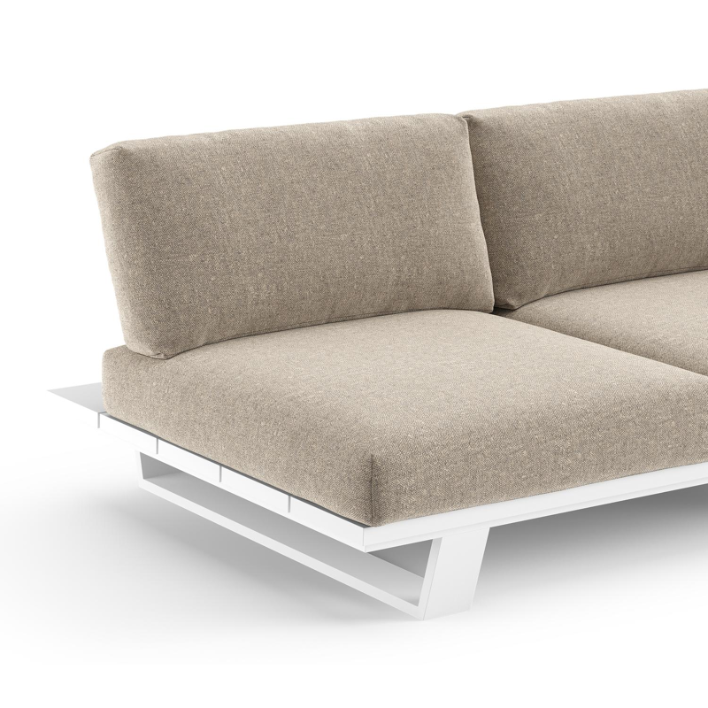 Pagino loungebank in wit aluminium met chartres pewter all weather sunbrella® luxe kussen