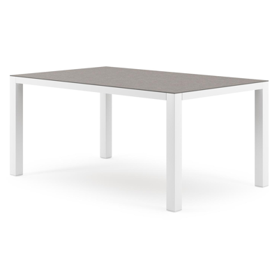 Como tuintafel rechthoekig in wit aluminium en volkeramiek Wulong - L 160 x B 100 x H 75 cm