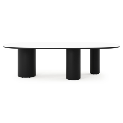 Amico tuintafel bombo xl in zwart aluminium en volkeramiek Arctic White - L 270 x B 148 x H 73.5 cm