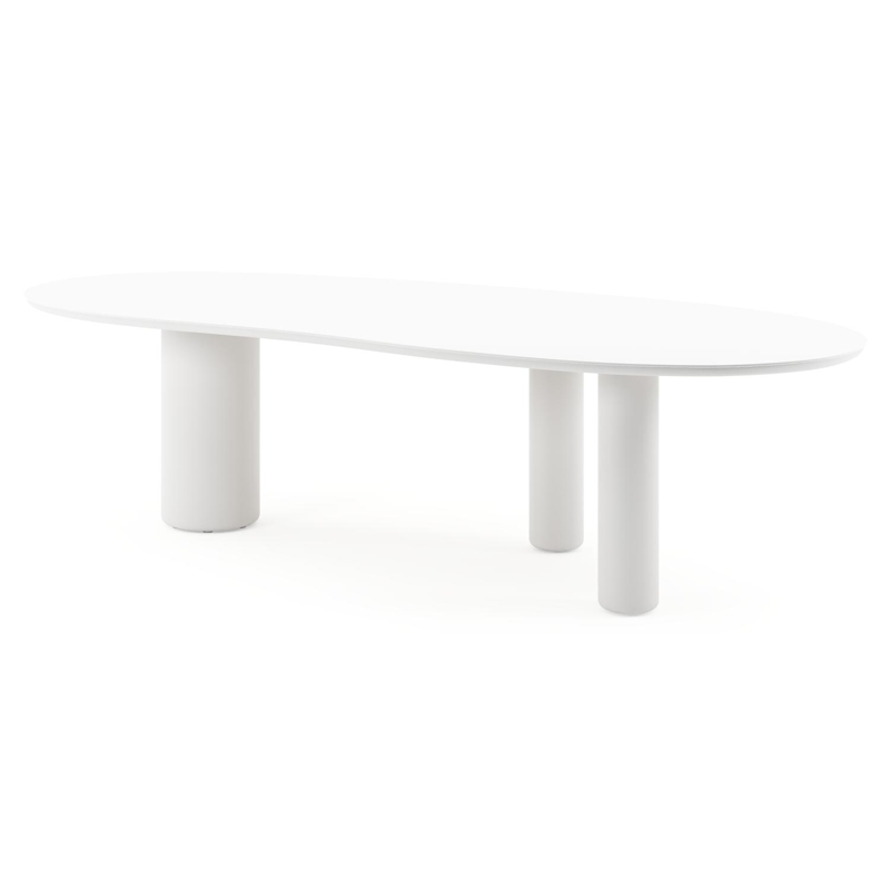 Amico tuintafel organisch in wit aluminium en volkeramiek Arctic White - L 280 x B 120 x H 73.5 cm