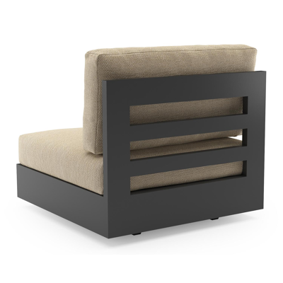 Como loungestoel in zwart aluminium met althea camel all weather cosytica kussen