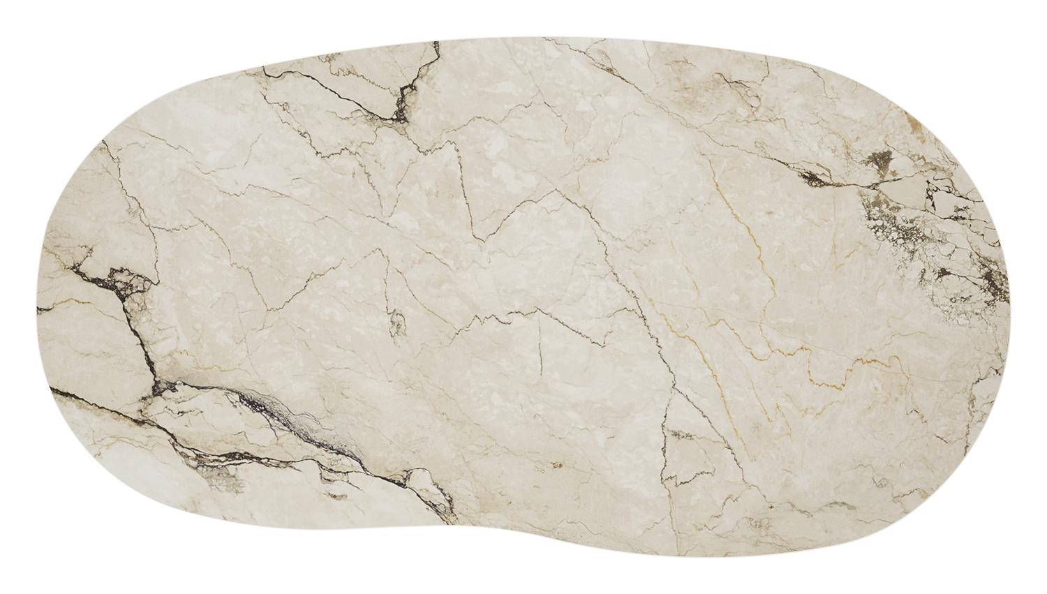 Table de basse Amico organique en taupe aluminium et céramique pleine Colorado Dunes - Lg. 170 x Lrg. 91 x Haut. 25 cm