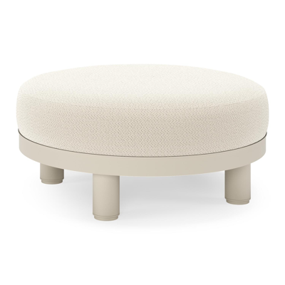 Salon de jardin pouf Donato en aluminium beige et coussins en all weather sunbrella® luxe Lopi Marble