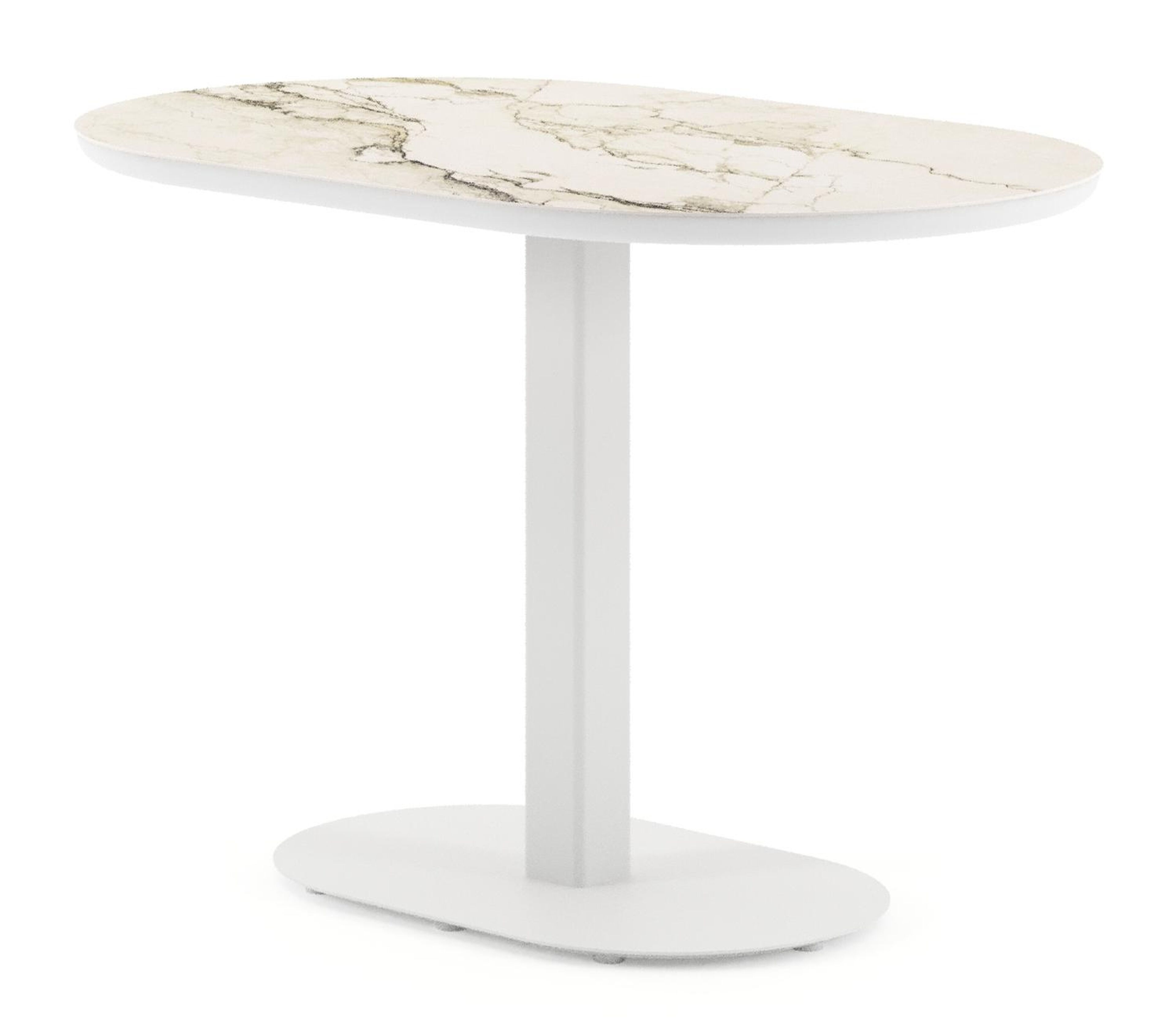 Teramo kantelbare tuintafel bombo in wit aluminium en volkeramiek Colorado Dunes - L 110 x B 70 x H 74 cm