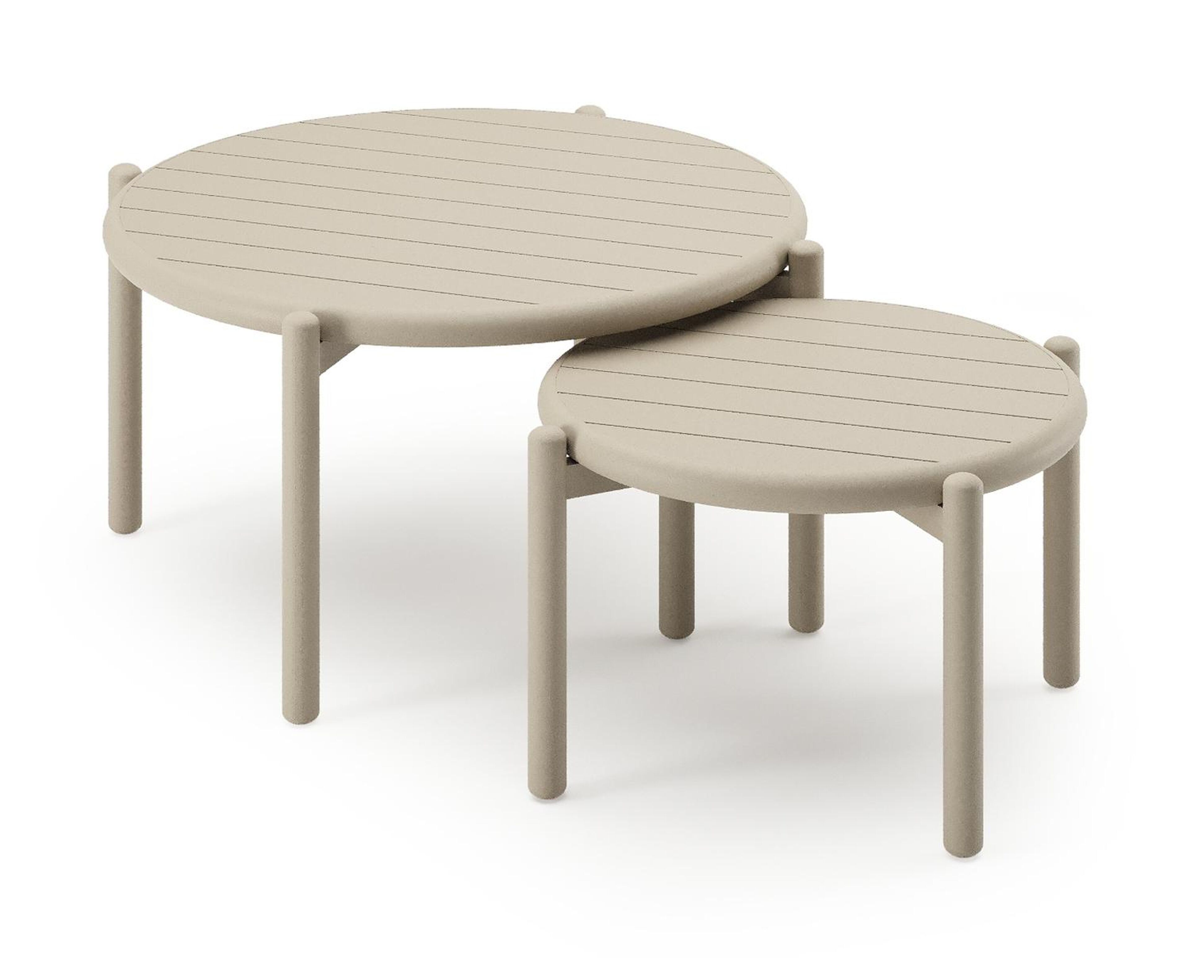 Tables basses Pulo en beige aluminium - Diam. 70 - 50 x Haut. 37.5 - 32.5 cm
