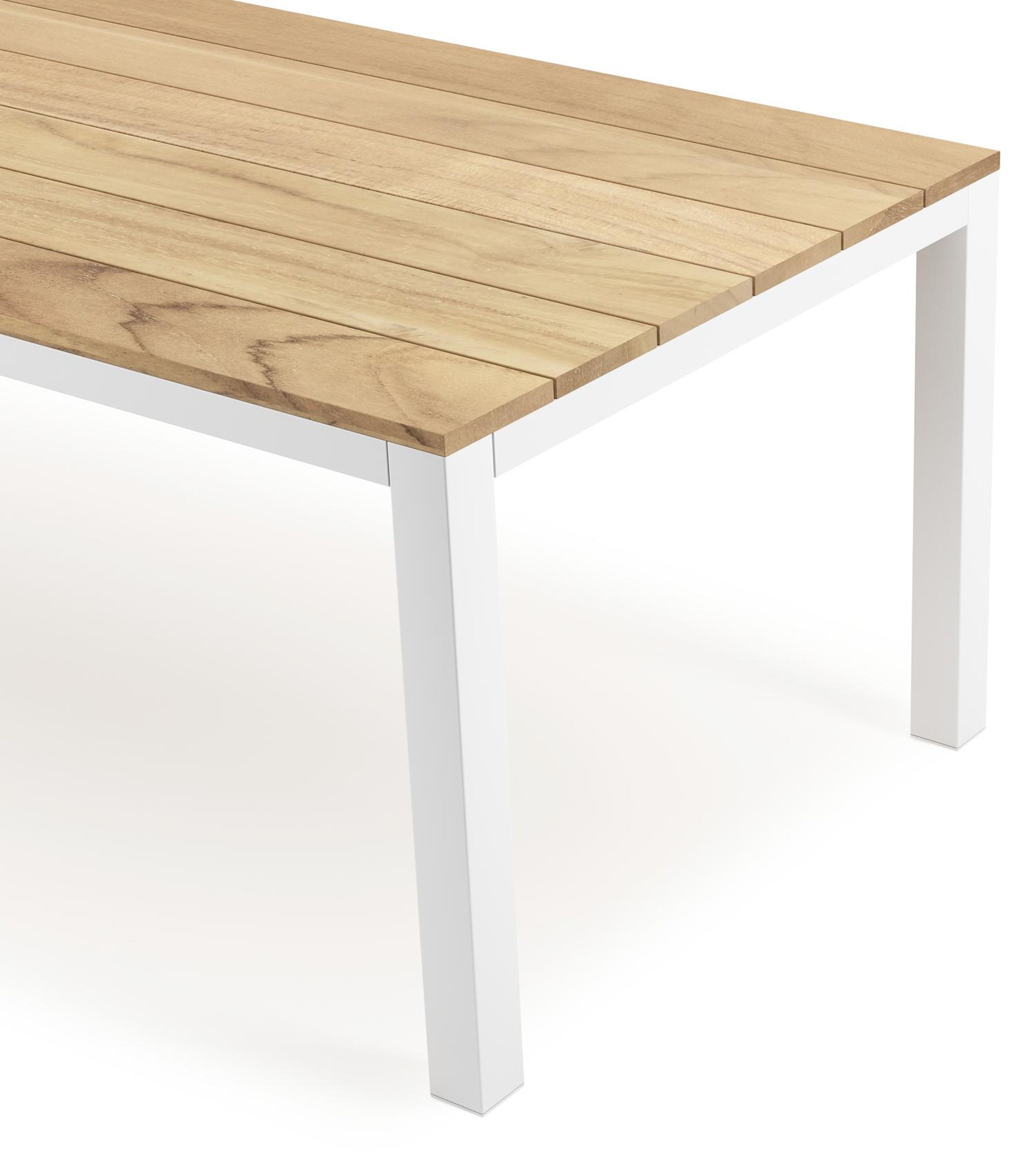 Como tuintafel rechthoekig in wit aluminium en teak - L 240 x B 100 x H 75 cm