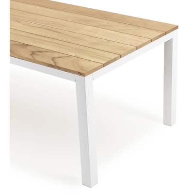 Capri tuintafel in wit aluminium en teak - L 240 x B 100 x H 75,5 cm