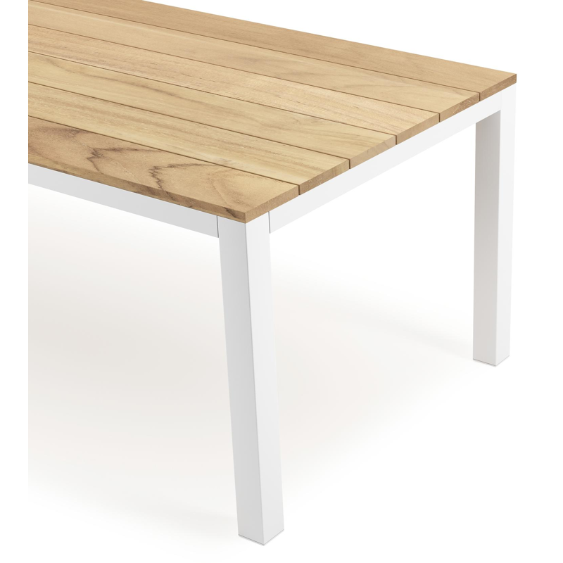 Capri tuintafel in wit aluminium en teak - L 240 x B 100 x H 75,5 cm