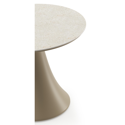 Fano low dining loungetafel rond in beige aluminium en volkeramiek Shilin - Dia. 65 x H 40 cm
