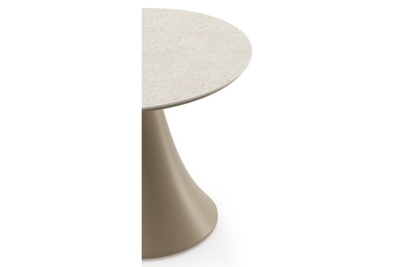 Fano low dining loungetafel rond in beige aluminium en volkeramiek Shilin - Dia. 65 x H 40 cm